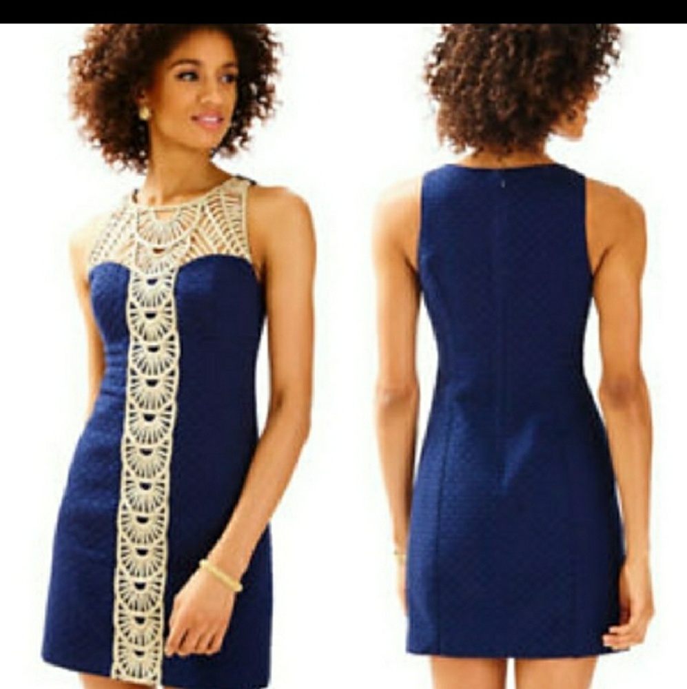 Lilly Pulitzer Lana navy and gold dress